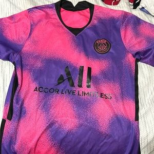 Pink and black psg jersey